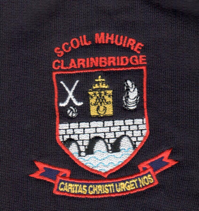 SCOIL MHUIRE CLARINBRIDGE NAVY ROUND NECK SWEAT SHIRT WITH EMBROIDERED CREST