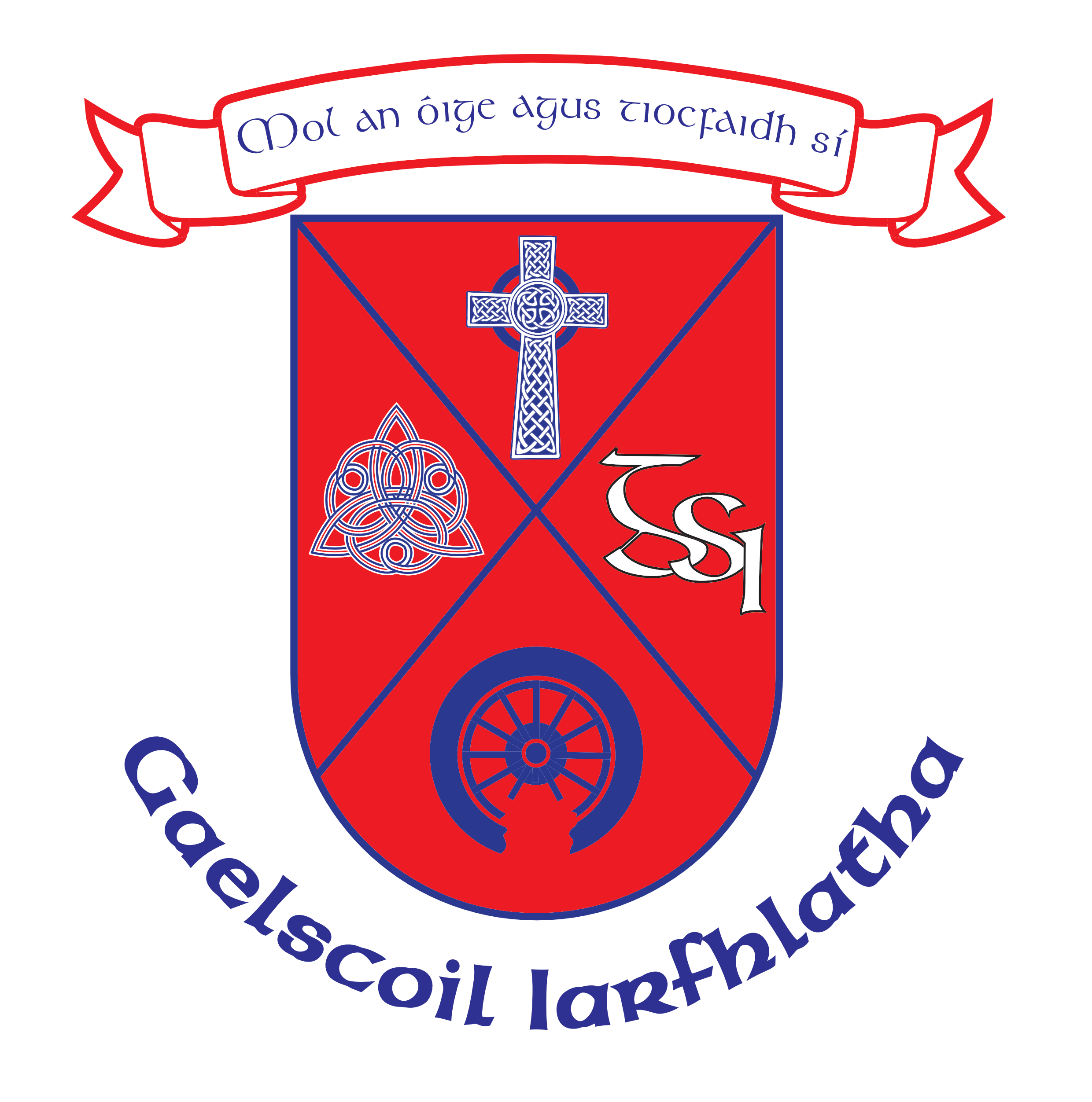 GAELSCOIL IARFHIATHA TUAM RED POLO SHIRTS WITH EMBROIDERED CREST